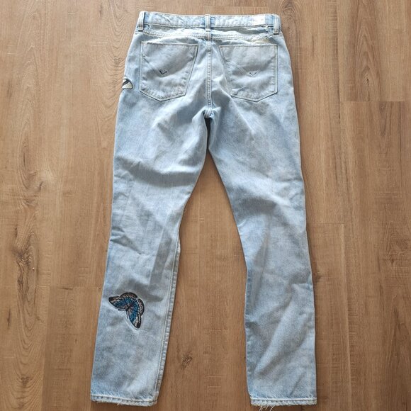 Hudson Jeans Riley Crop Relaxed Straight, Distressed with Butterfly Embroidery - Picture 2 of 8